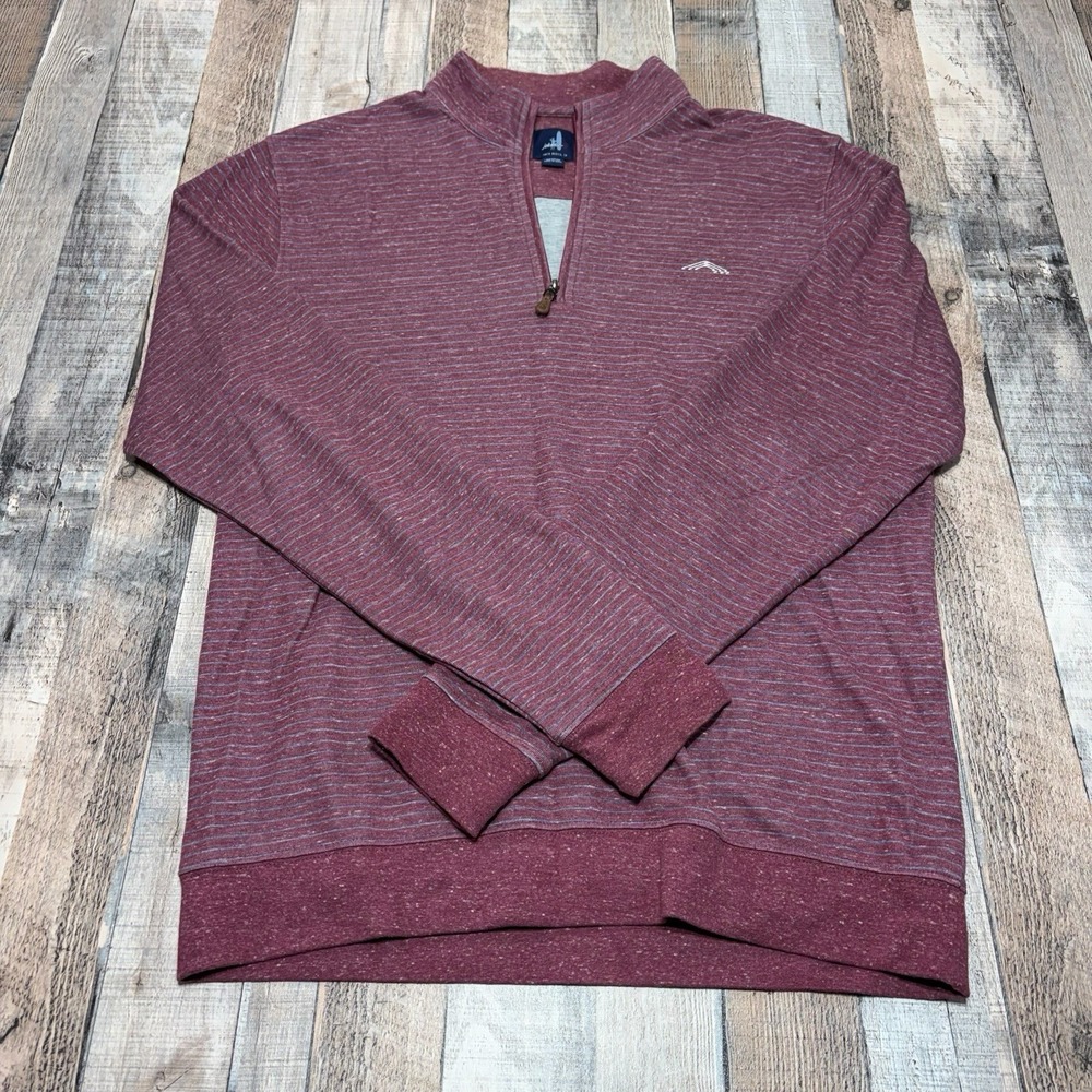 Johnnie-O Pullover Men's Medium Red Striped Quarter Zip Sweatshirt Performance